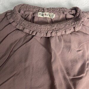 Heart to Hips Mauve Smocked Peplum Blouse Ruffle Neck | Women’s M